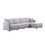Penelope Light Gray Linen Fabric 4-Seater Sofa with Ottoman and Pillows B061S00371