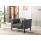 Mary Dark Gray Velvet Tufted Chair with 1 Accent Pillow B061S00469