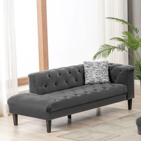 Mary Dark Gray Velvet Tufted Chaise with 1 Accent Pillow B061S00470