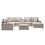 Nolan Beige Linen Fabric 8pc Reversible Chaise Sectional Sofa with Interchangeable Legs, Pillows, Storage Ottoman, and a USB, Charging Ports, Cupholders, Storage Console Table B061S00502