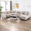 Nolan Beige Linen Fabric 8pc Reversible Chaise Sectional Sofa with Interchangeable Legs, Pillows, Storage Ottoman, and a USB, Charging Ports, Cupholders, Storage Console Table B061S00502