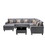 Nolan Gray Linen Fabric 8pc Reversible Chaise Sectional Sofa with Interchangeable Legs, Pillows, Storage Ottoman, and a USB, Charging Ports, Cupholders, Storage Console Table B061S00543