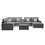 Nolan Gray Linen Fabric 8pc Reversible Chaise Sectional Sofa with Interchangeable Legs, Pillows, Storage Ottoman, and a USB, Charging Ports, Cupholders, Storage Console Table B061S00544