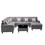 Nolan Gray Linen Fabric 7pc Reversible Chaise Sectional Sofa with Interchangeable Legs, Pillows and Storage Ottoman B061S00546