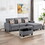 Nolan Gray Linen Fabric 4pc Reversible Sofa Chaise with Interchangeable Legs, Storage Ottoman, and Pillows B061S00549