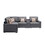 Nolan Gray Linen Fabric 6pc Reversible Sectional Sofa with a USB, Charging Ports, Cupholders, Storage Console Table and Pillows and Interchangeable Legs B061S00558