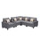 Nolan Gray Linen Fabric 6pc Reversible Sectional Sofa with a USB, Charging Ports, Cupholders, Storage Console Table and Pillows and Interchangeable Legs B061S00559