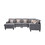 Nolan Gray Linen Fabric 6pc Reversible Chaise Sectional Sofa with Pillows and Interchangeable Legs B061S00565