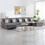 Nolan Gray Linen Fabric 5pc Double Chaise Sectional Sofa with Pillows and Interchangeable Legs B061S00568