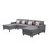 Nolan Gray Linen Fabric 4pc Double Chaise Sectional Sofa with Pillows and Interchangeable Legs B061S00570