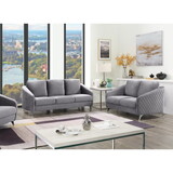 Sofia Gray Velvet Fabric Sofa Loveseat Living Room Set B061S00588