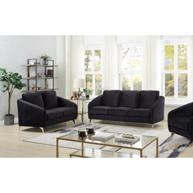 Sofia Black Velvet Fabric Sofa Loveseat Living Room Set B061S00589