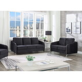 Hathaway Black Velvet Fabric Sofa Loveseat Living Room Set B061S00591