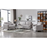 Callie Light Gray Velvet Fabric Sofa Loveseat Chair Living Room Set B061S00593