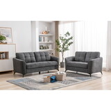 Callie Gray Velvet Fabric Sofa Loveseat Living Room Set B061S00598