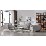 Damian Light Gray Velvet Fabric Sofa Loveseat Chair Living Room Set B061S00601