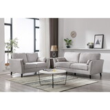 Damian Light Gray Velvet Fabric Sofa Loveseat Living Room Set B061S00605