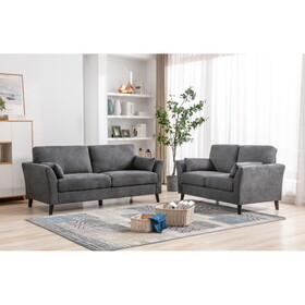 Damian Gray Velvet Fabric Sofa Loveseat Living Room Set B061S00607