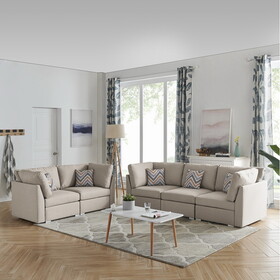 Amira Beige Fabric Sofa and Loveseat Living Room Set with Pillows B061S00612