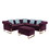 Maddie Purple Velvet 5-Seater Sectional Sofa with Storage Ottoman B061S00643