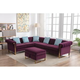 Maddie Purple Velvet 6-Seater Sectional Sofa with Storage Ottoman B061S00644