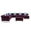 Maddie Purple Velvet 8-Seater Sectional Sofa with Reversible Chaise and Storage Ottoman B061S00646
