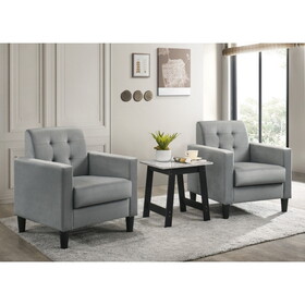 Hale Light Gray Velvet Armchairs and End Table Living Room Set B061S00656