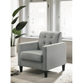 Hale 27.5" Light Gray Velvet Accent Armchair with Tufting B06178631