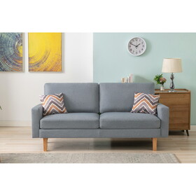 Bahamas 70" Gray Linen Sofa with 2 Throw Pillows B06178633