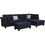 Diego Black Fabric Sectional Sofa with Right Facing Chaise, Storage Ottoman, and 2 Accent Pillows B061S00666