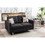 Victoria Dark Gray Linen Fabric Loveseat Chair Living Room Set with Metal Legs, Side Pockets, and Pillows B061S00671