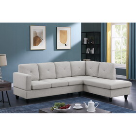 Santiago Light Gray Linen Sectional Sofa with Right Facing Chaise B061S00677