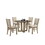 Brutus Vintage Walnut 5 Piece 47" Wide Contemporary Round Dining Table Set with Wheat Colored Fabric Chairs B061S00681