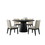 Jasper Ebony Black 5 Piece 59" Wide Contemporary Round Dining Table Set with Beige Fabric Chairs B061S00687