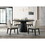 Jasper Ebony Black 5 Piece 59" Wide Contemporary Round Dining Table Set with Beige Fabric Chairs B061S00687