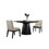 Jasper Ebony Black 3 Piece 59" Wide Contemporary Round Dining Table Set with Beige Fabric Chairs B061S00688