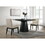 Jasper Ebony Black 3 Piece 59" Wide Contemporary Round Dining Table Set with Beige Fabric Chairs B061S00688