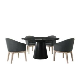 Jasper Ebony Black 5 Piece Round Dining Table Set with Gray Chairs B061S00689