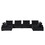 Anna Black Velvet 6-Seater U-Shape Modular Sectional Sofa B061S00702