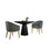 Jasper Ebony Black 3 Piece 47" Round Dining Table Set with Gray Barrel Chairs B061S00733