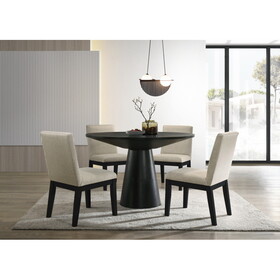 Jasper Ebony Black 5 Piece 47" Wide Contemporary Round Dining Table Set with Black Finish Chairs B061S00735