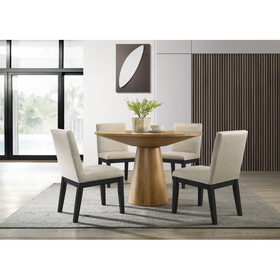 Jasper Driftwood Finish 5 Piece 47" Wide Contemporary Round Dining Table Set with Black Finish Chairs B061S00736