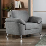Villanelle Light Gray Linen Chair with Chrome Finish Legs B061S00746