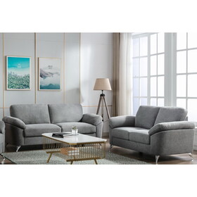 Villanelle Light Gray Linen Sofa Loveseat Living Room Set B061S00748