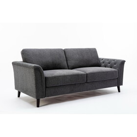 Stanton Dark Gray Linen Sofa with Tufted Arms B061S00749