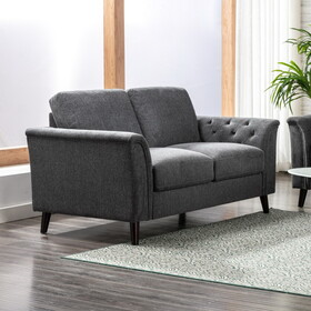 Stanton Dark Gray Linen Loveseat with Tufted Arms B061S00750