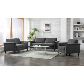 Stanton Dark Gray Linen Sofa Loveseat Chair Living Room Set B061S00752