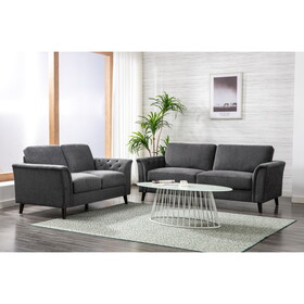 Stanton Dark Gray Linen Sofa Loveseat Living Room Set B061S00753