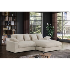 Mystic Beige Corduroy Reversible Sectional Sofa Chaise B061S00755