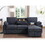 Mackenzie Dark Gray Chenille Fabric Reversible Sleeper Sectional with Storage Chaise, Drop-Down Table, Cup Holders and Charging Ports B061S00757